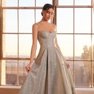 New Glitter Dusted Prom Dress w/ Sweetheart Neckline & Lace Up Back CD T706